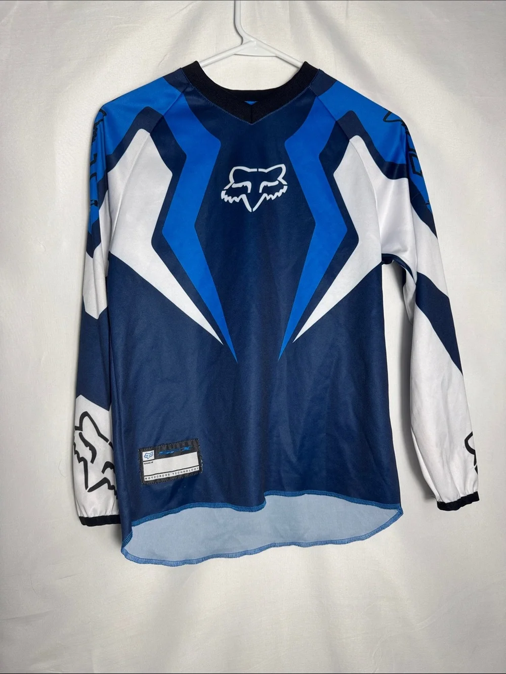 Fox Racing 180 Lean Blue & White Motocross Jersey Moisture-Wicking Fabric
